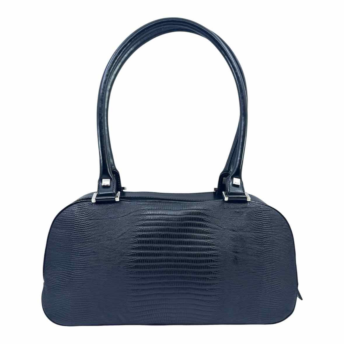 SALVATORE FERRAGAMO Black Leather Lizard Handbag