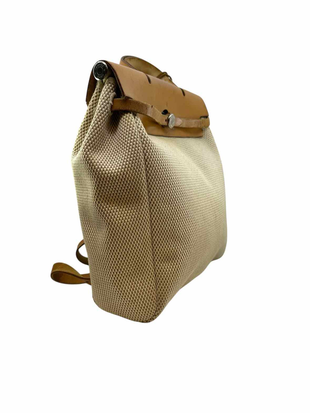 HERMES Herbag Beige Canvas Lace Solid Backpack