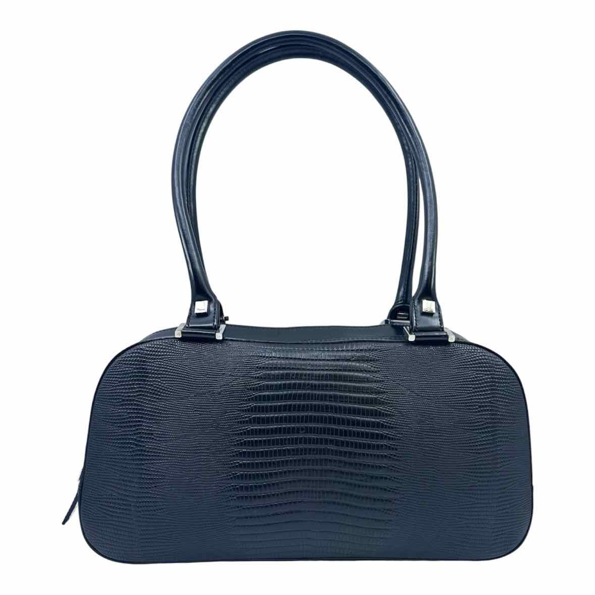 SALVATORE FERRAGAMO Black Leather Lizard Handbag