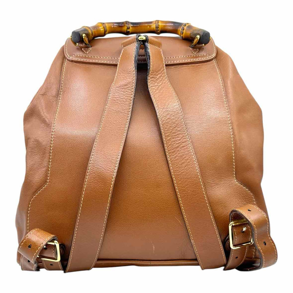GUCCI Camel Leather Solid Backpack