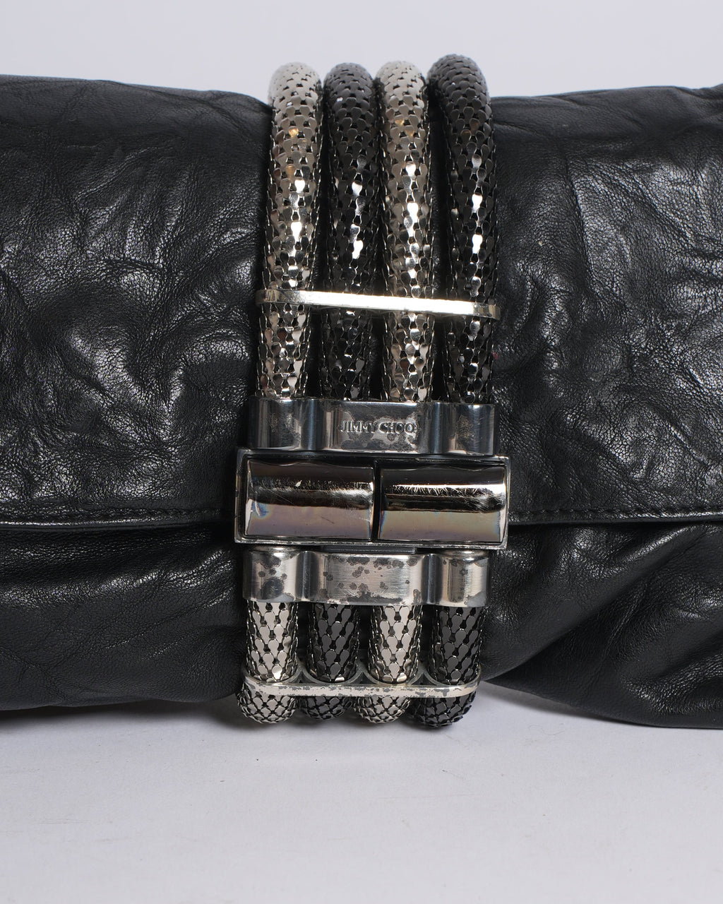 Jimmy Choo Black Leather Chandra Clutch