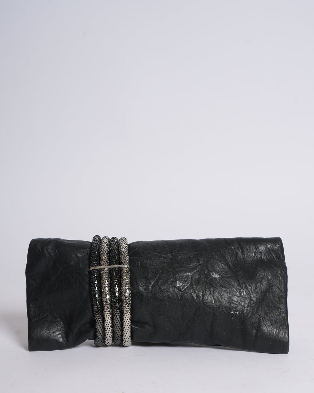 Jimmy Choo Black Leather Chandra Clutch