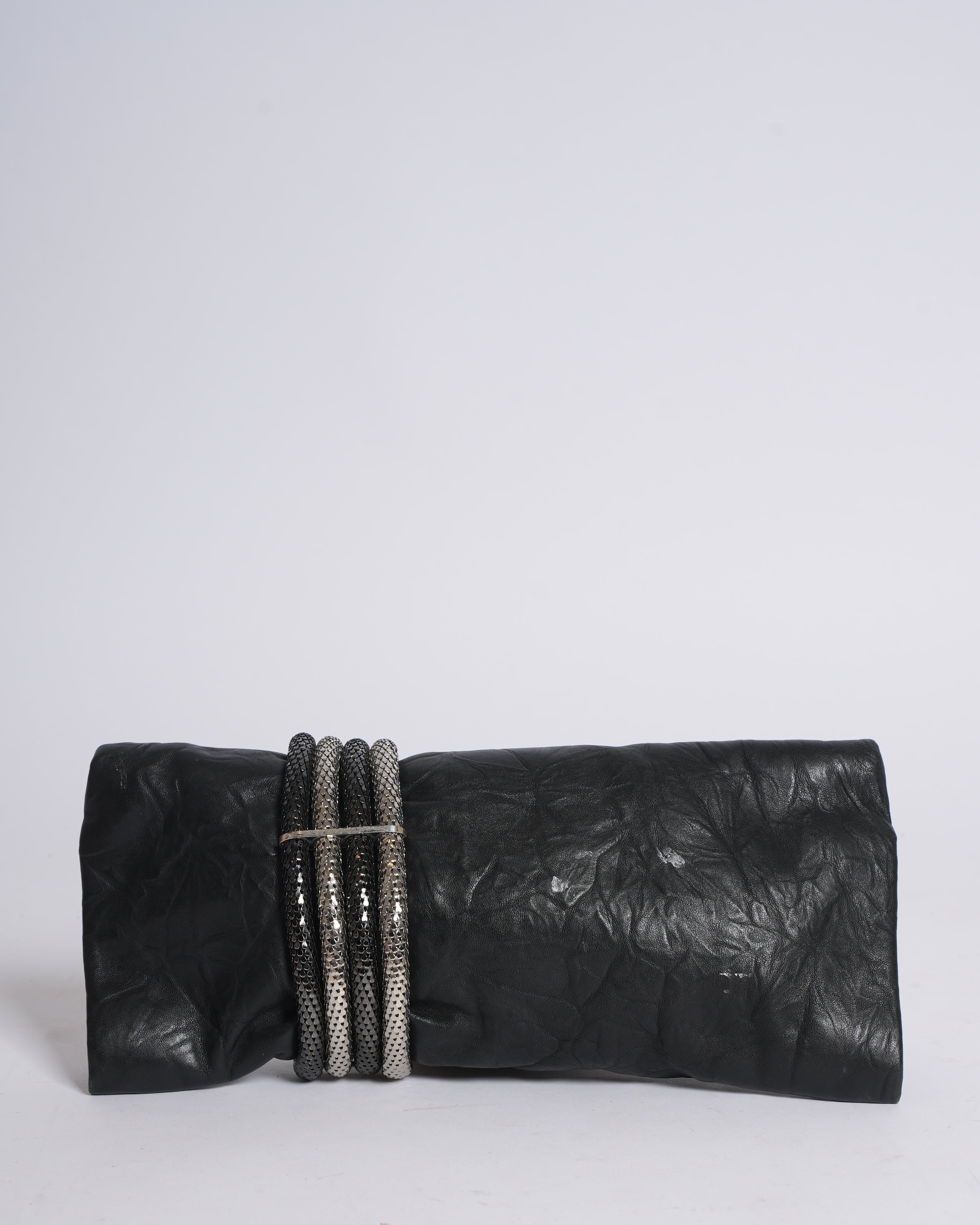 Jimmy Choo Black Leather Chandra Clutch