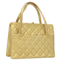 Chanel Matelassé Lambskin Leather Gold Leather Handbag (Pre-Owned)