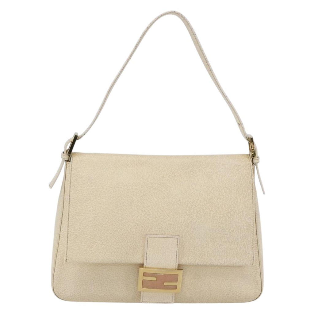 Fendi Mamma Baguette Shoulder Bag Canvas Beige Leather Shoulder Bag Bag (Pre-Owned)