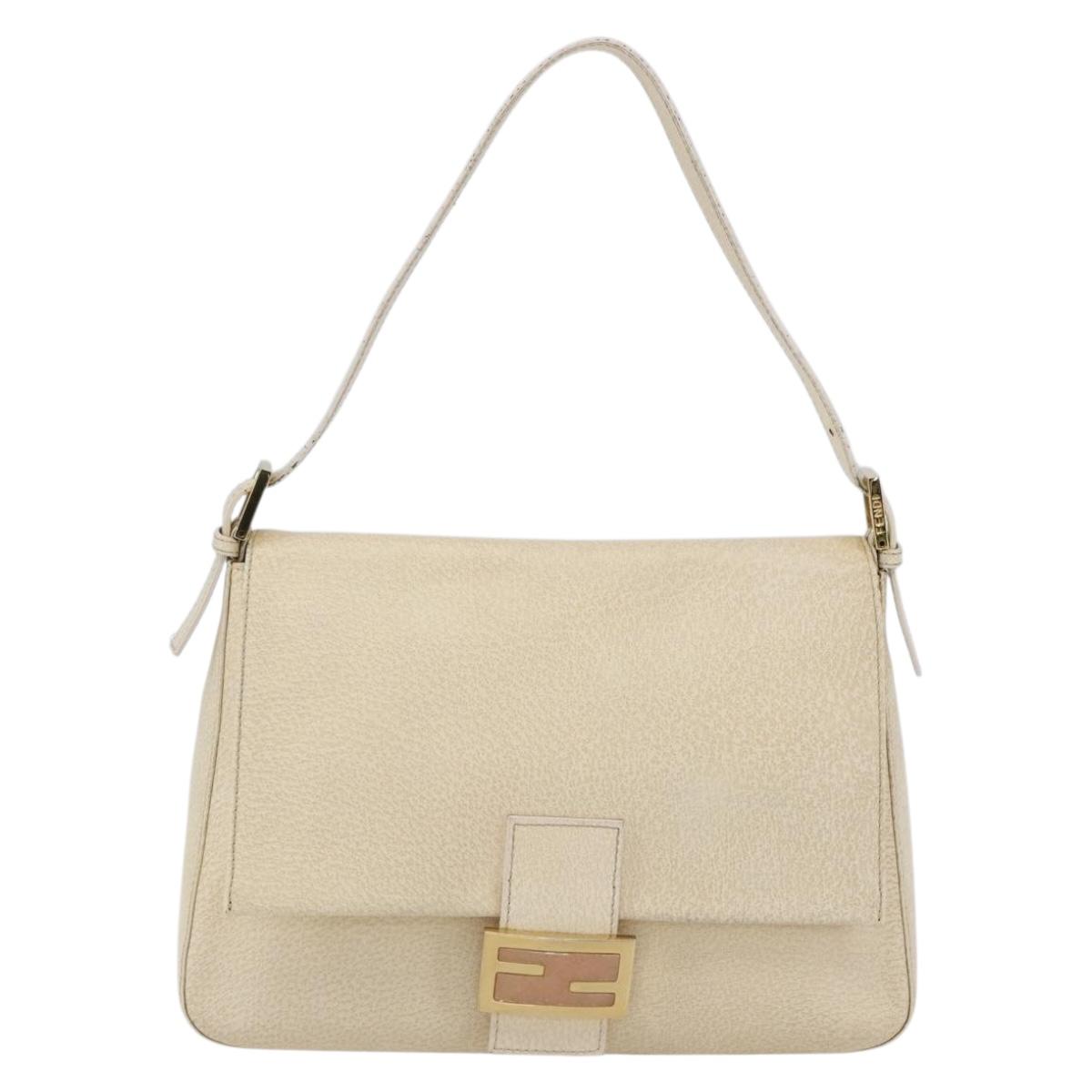 Fendi Mamma Baguette Shoulder Bag Canvas Beige Leather Shoulder Bag Bag (Pre-Owned)