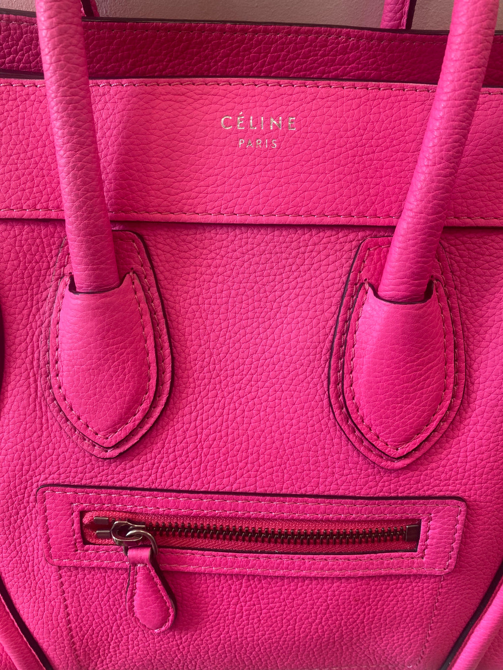 CÉLINE DRUMMED LEATHER MICRO PHANTOM TOTE BAG