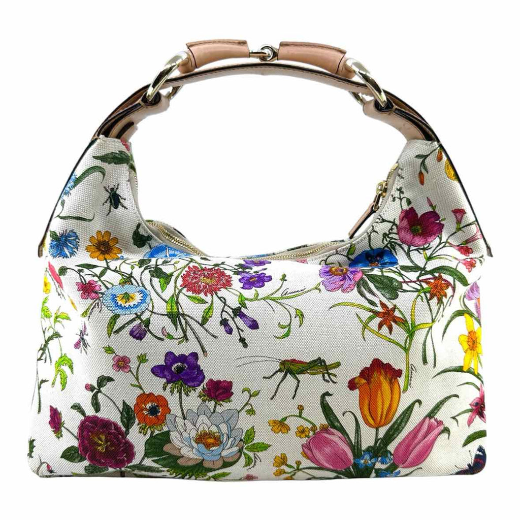 GUCCI Flora Canvas Handbag