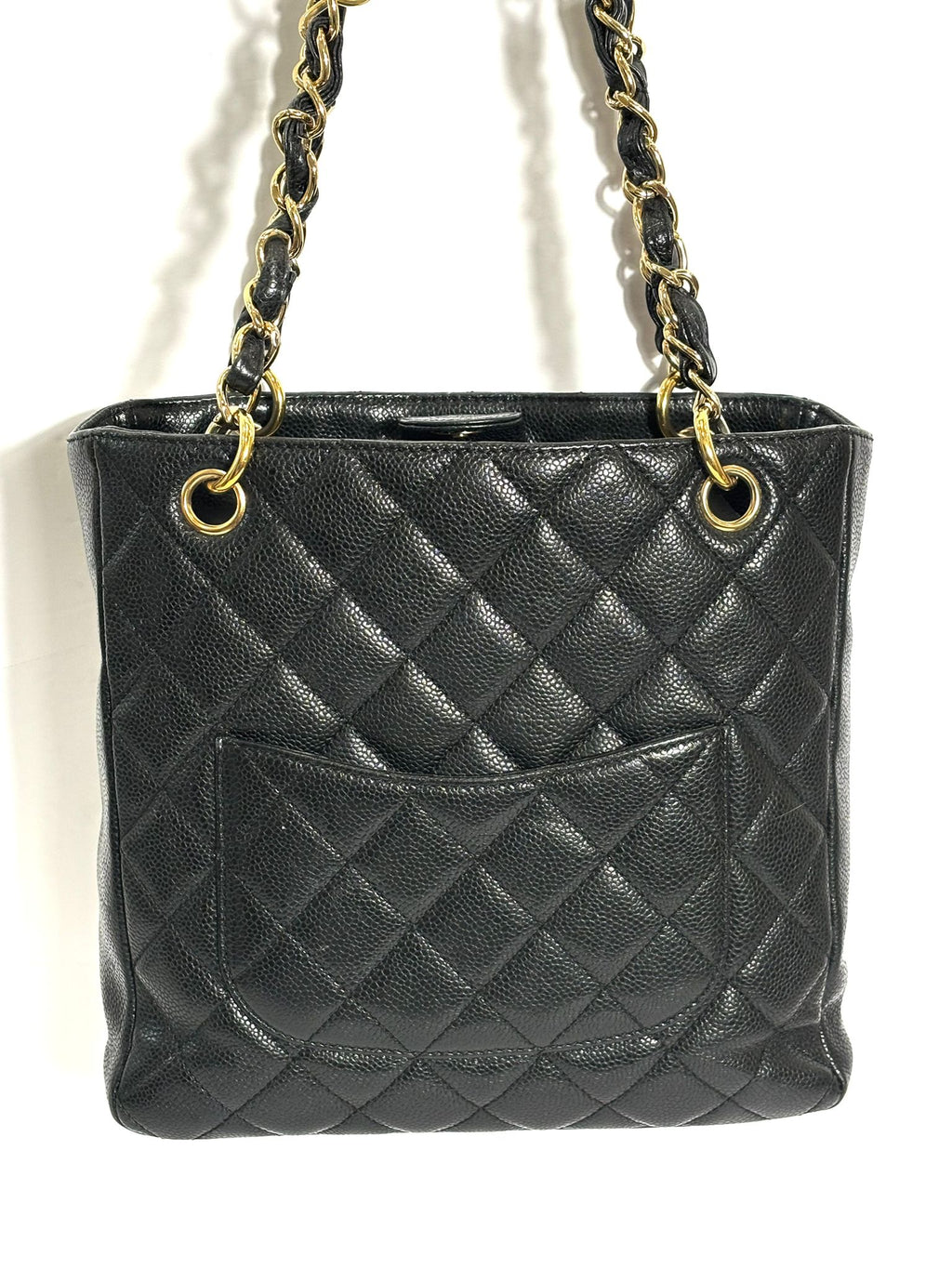 CHANEL CAVIAR QUILTED LEATHER PETIT SHOPPING TOTE BAG PST