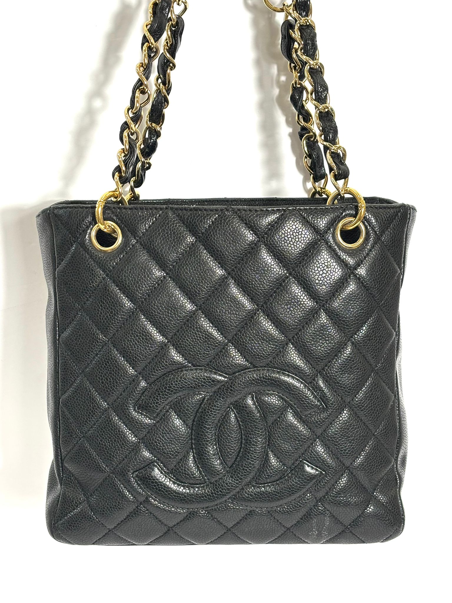 CHANEL CAVIAR QUILTED LEATHER PETIT SHOPPING TOTE BAG PST