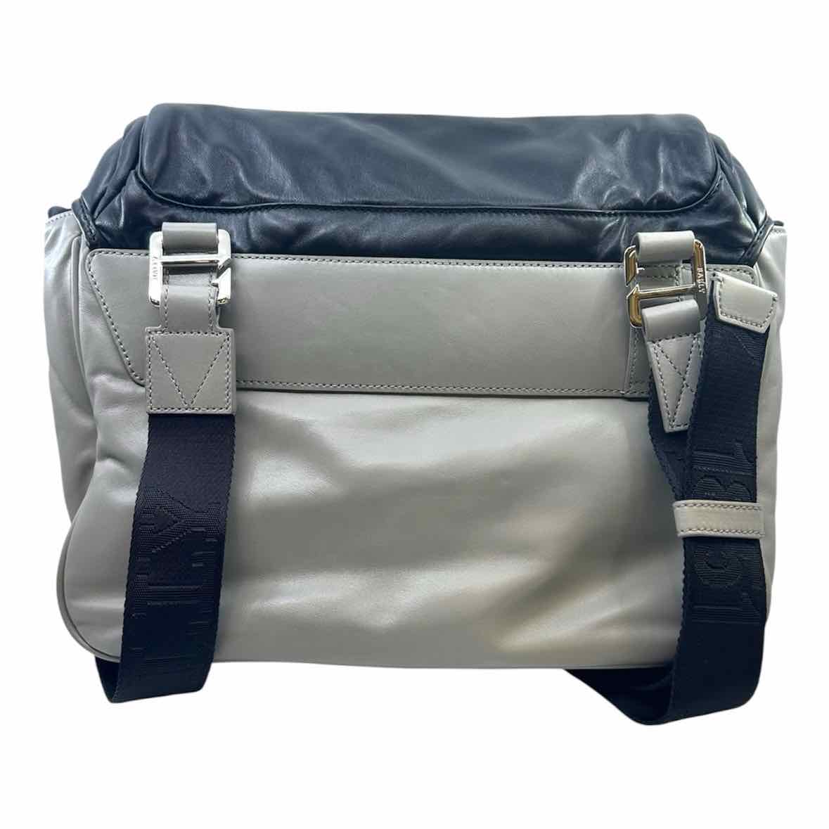 BALLY Black, grey Leather Color Block Backpack