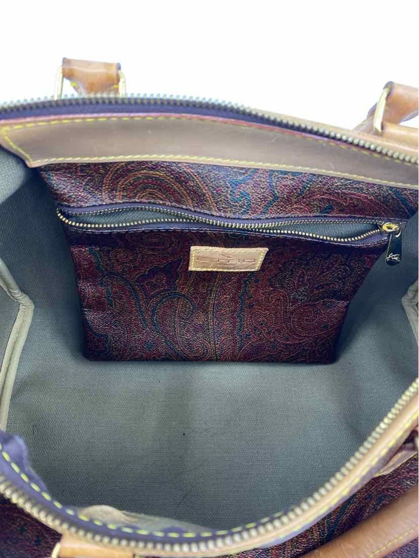 ETRO Maroon Coated canvas Paisley Handbag