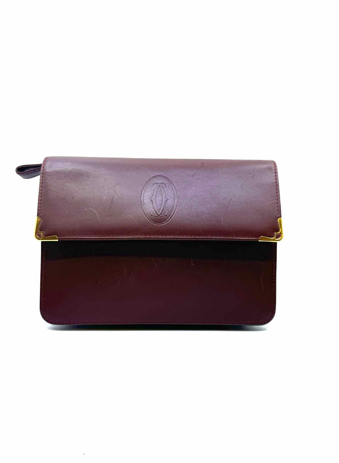 CARTIER Burgundy Leather Handbag