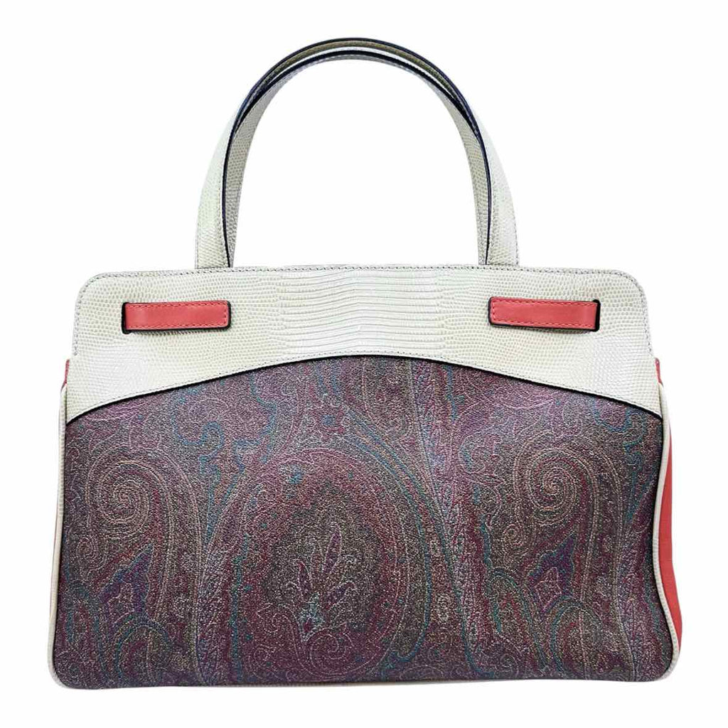 ETRO Cream, Orange Leather Paisley Handbag
