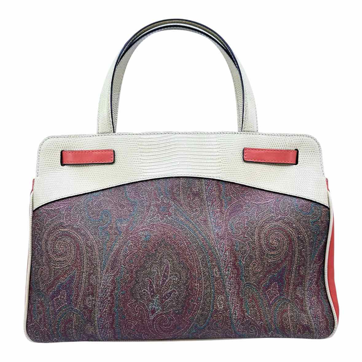 ETRO Cream, Orange Leather Paisley Handbag