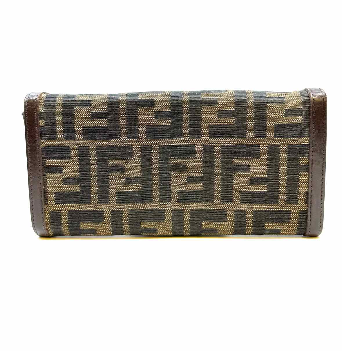 FENDI Continental Brown Canvas Monogram Wallet