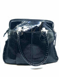 CHLOE Black Patent Leather Ribbed Handbag