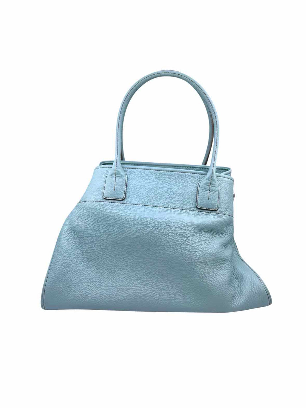 TOD'S Baby Blue Leather Solid Handbag
