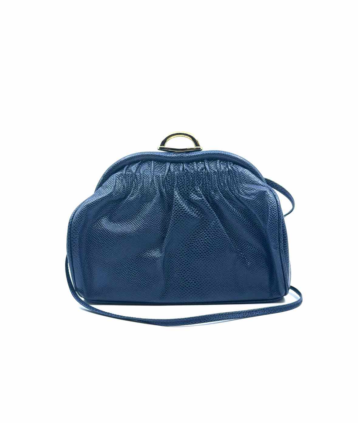ETRO Navy Lizard Solid Handbag