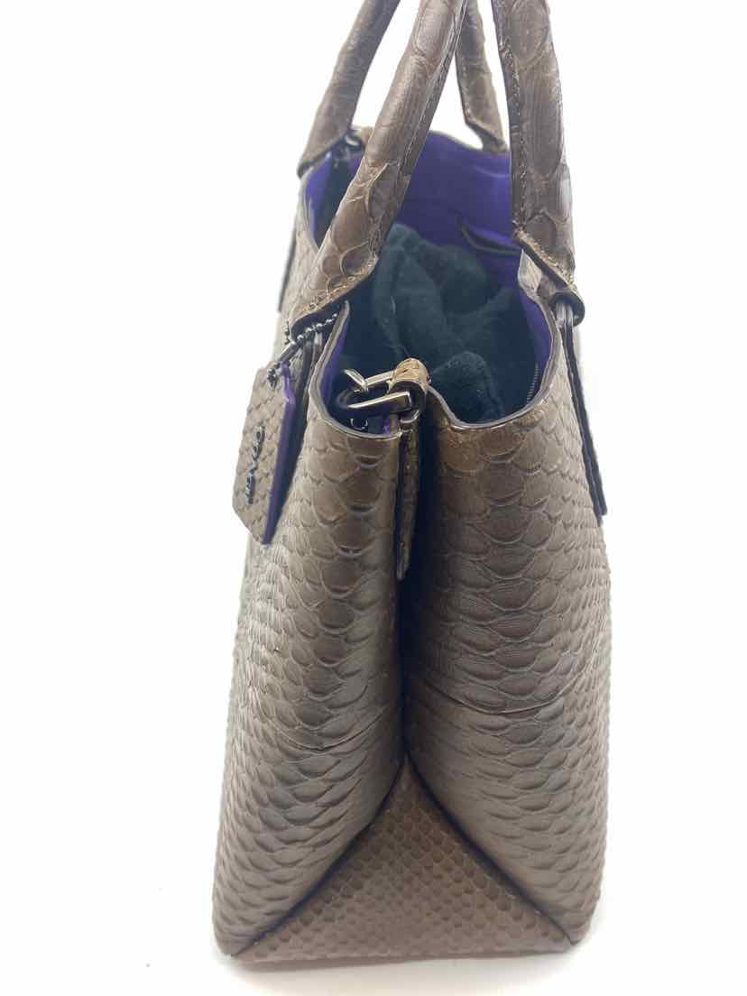 COACH Brown Python Solid Handbag