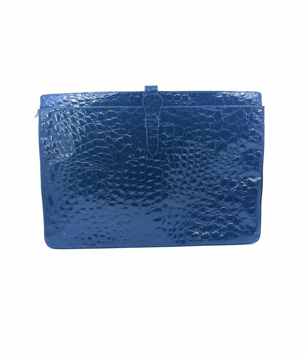 SALVATORE FERRAGAMO Black Crocodile Solid Briefcase
