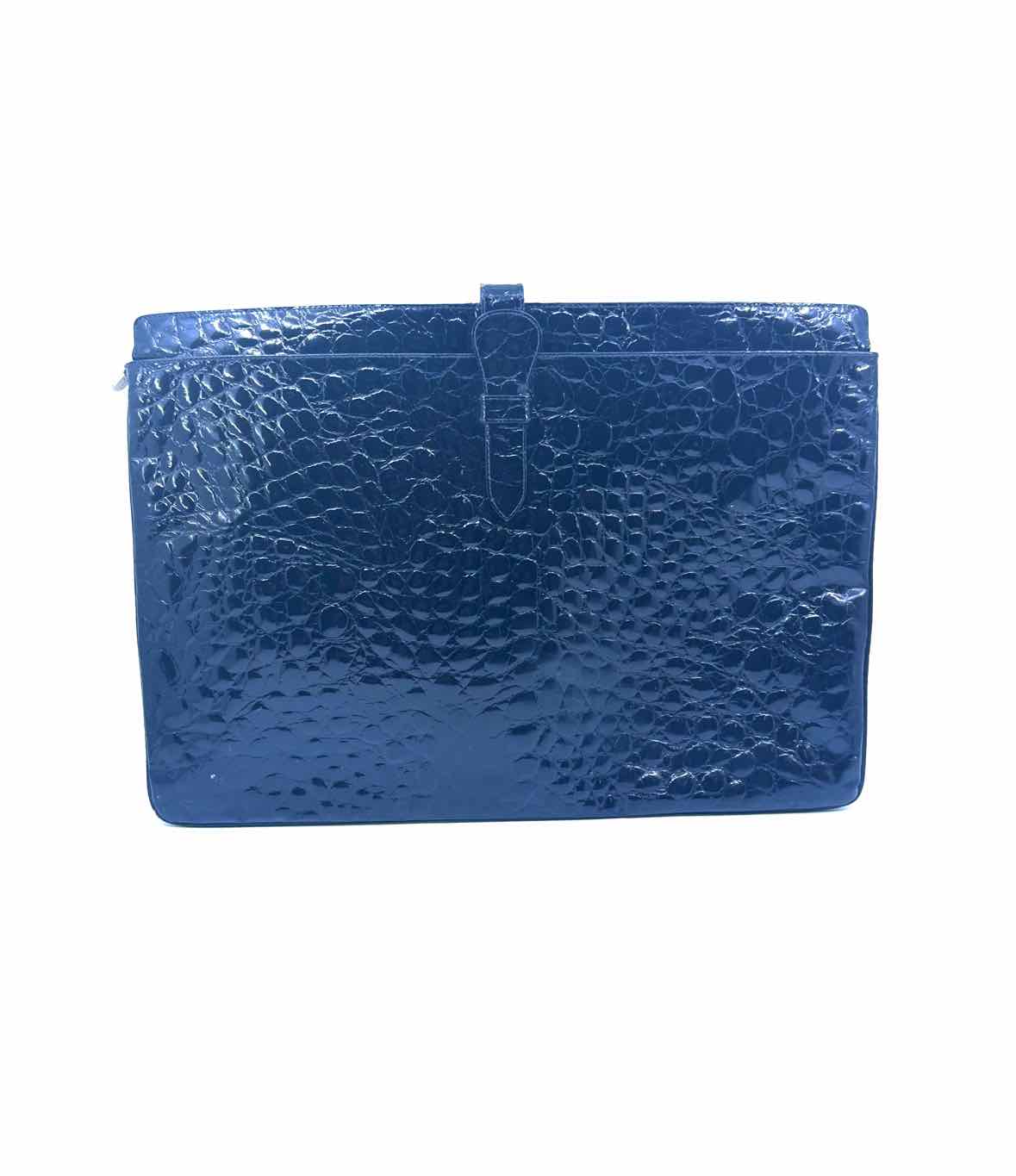 SALVATORE FERRAGAMO Black Crocodile Solid Briefcase