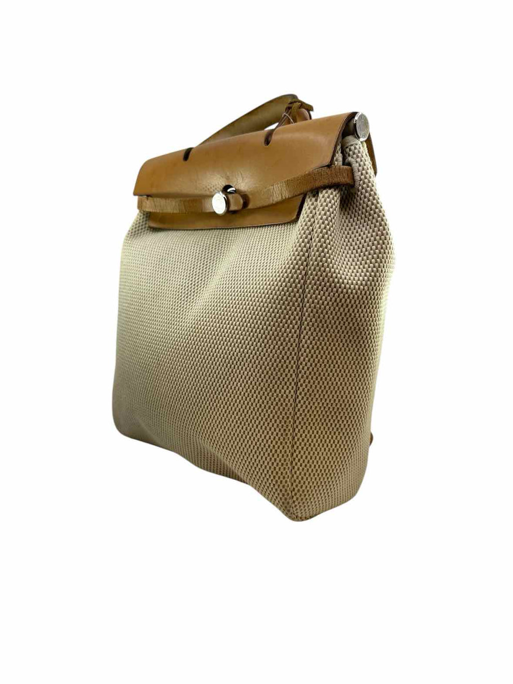 HERMES Herbag Beige Canvas Lace Solid Backpack