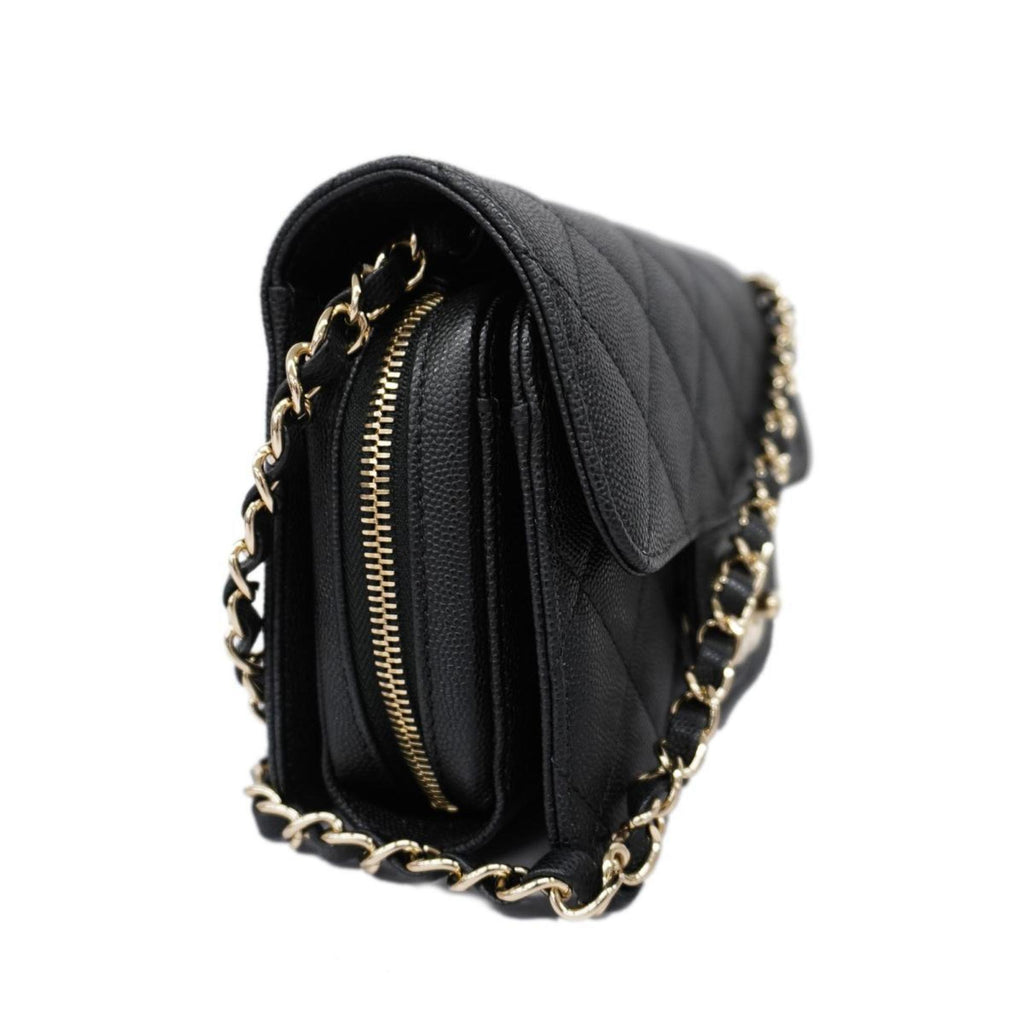 Chanel Chanel Matelassé Cuir Noir Black Leather Black Leather Shoulder Bag Bag (Pre-Owned)