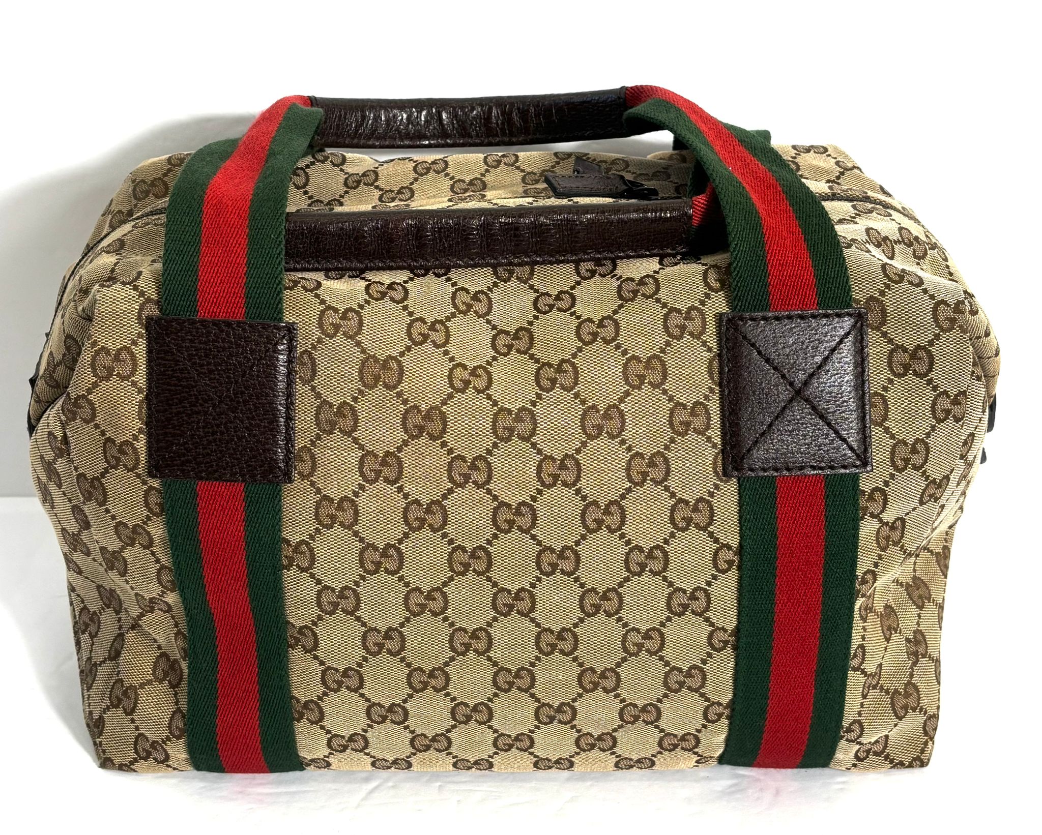 GUCCI GG CANVAS WEB MEDIUM DUFFLE BAG