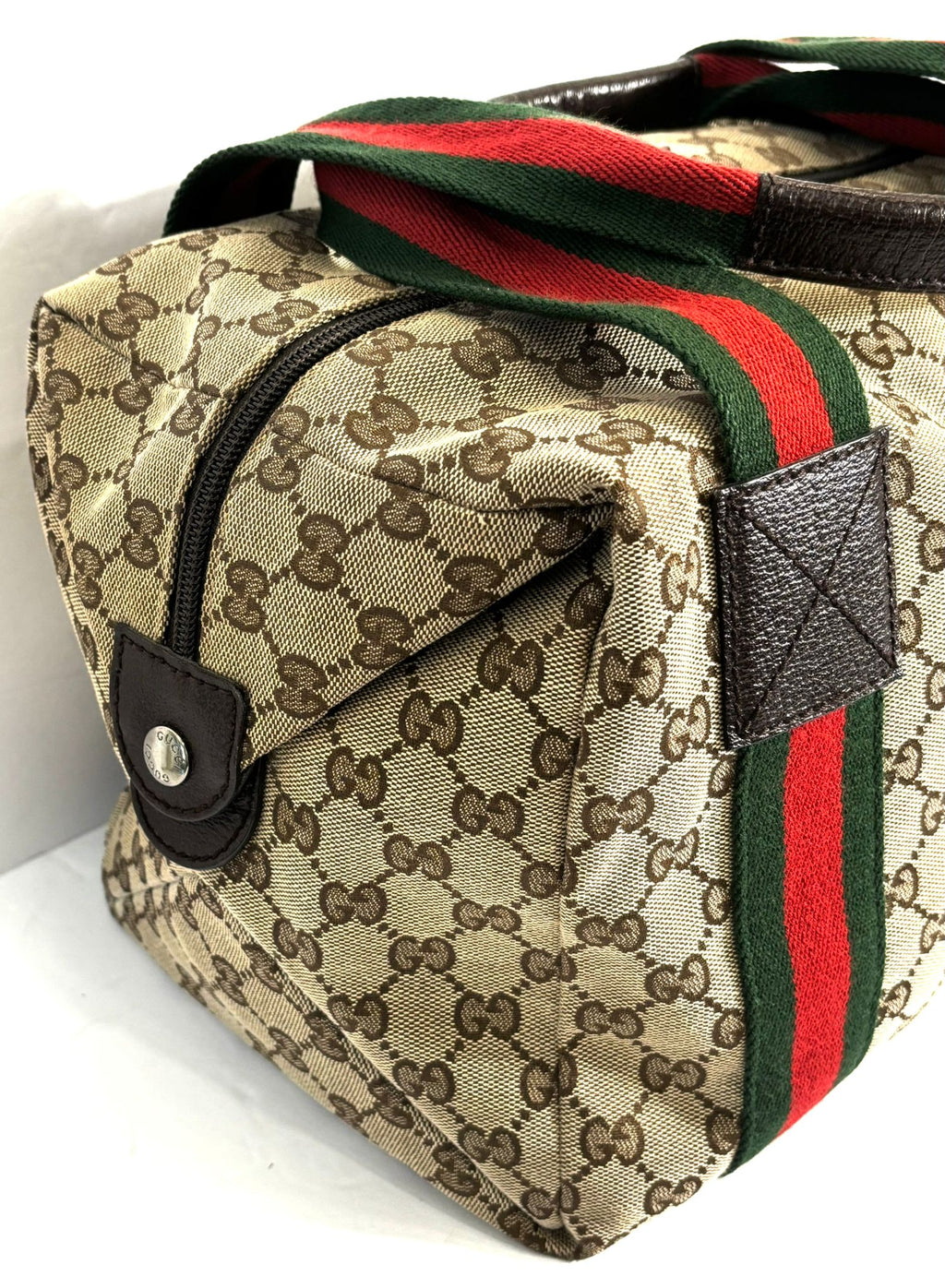 GUCCI GG CANVAS WEB MEDIUM DUFFLE BAG