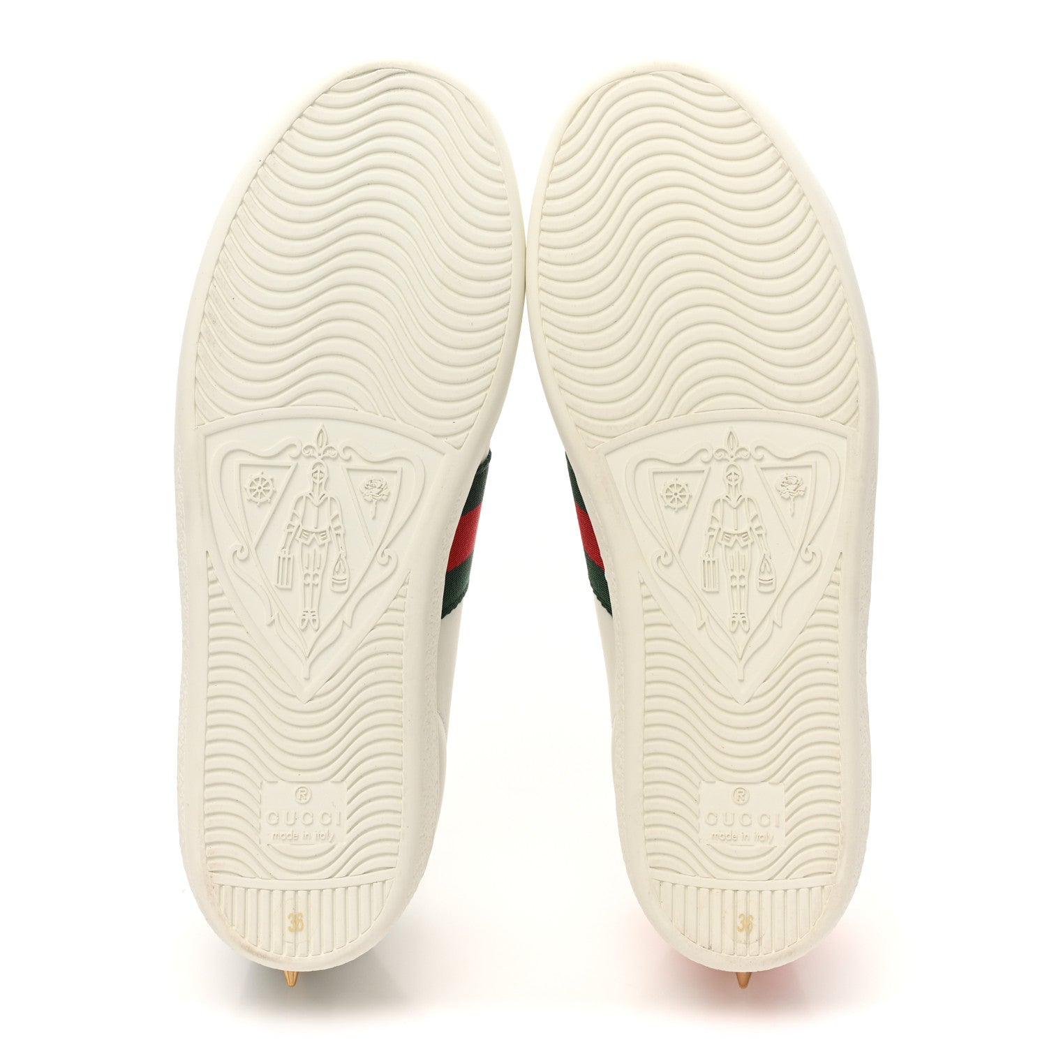GUCCI WOMEN'S CALFSKIN WEB PEARL STUDDED ACE SNEAKERS