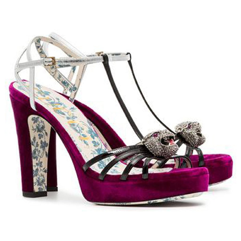 GUCCI VELVET ELIAS PLATFORM HEELS