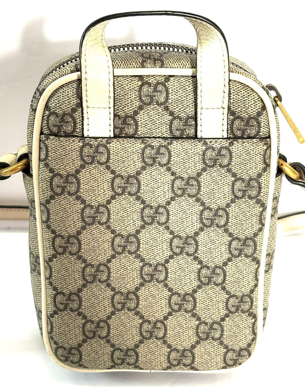 GUCCI GG SUPREME WEB MINI OPHIDIA DOUBLE ZIP MESSENGER BAG
