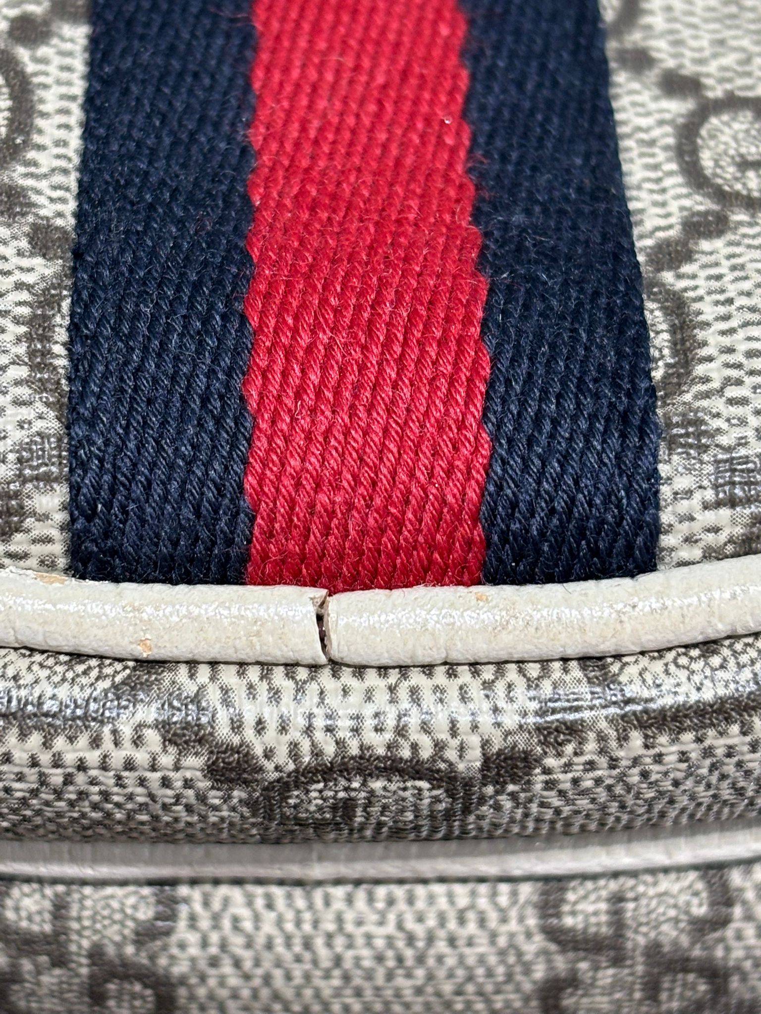 GUCCI GG SUPREME WEB MINI OPHIDIA DOUBLE ZIP MESSENGER BAG
