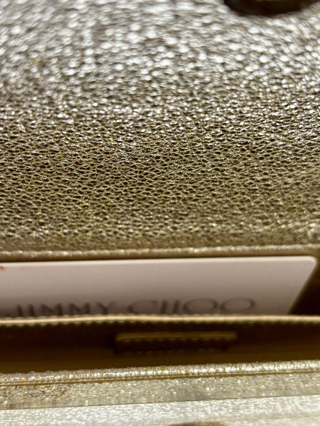 JIMMY CHOO GOLD CLUTCH WITH CHAIN-LINK STRAP