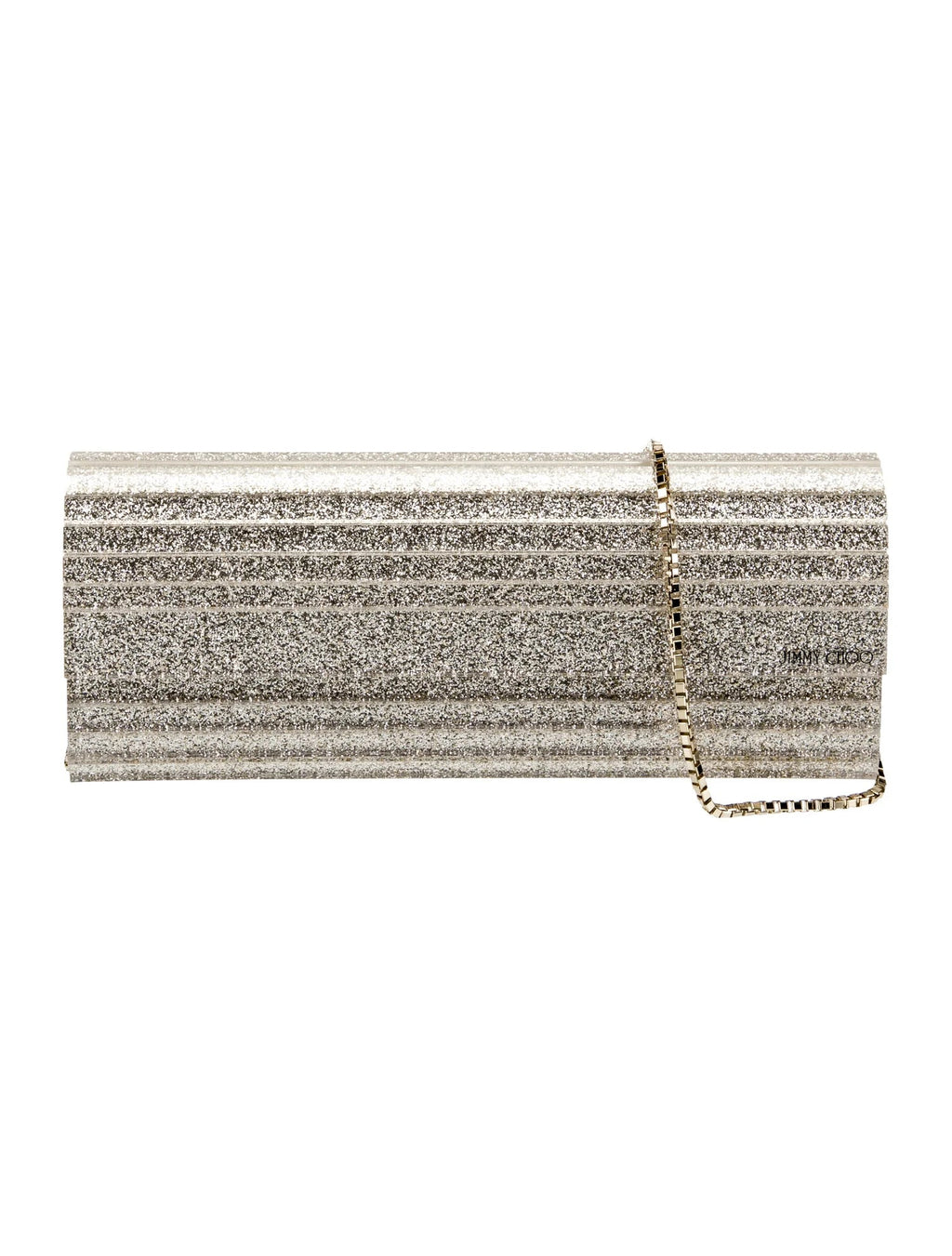 JIMMY CHOO GOLD CLUTCH WITH CHAIN-LINK STRAP