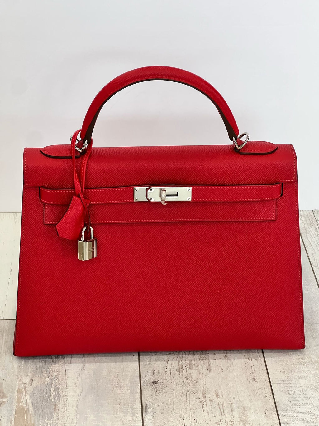 HERMÈS KELLY 32 EPSOM LEATHER ROUGE BAG