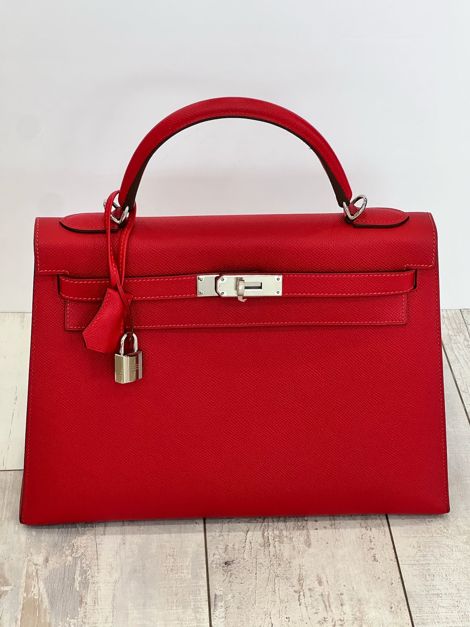 HERMÈS KELLY 32 EPSOM LEATHER ROUGE BAG