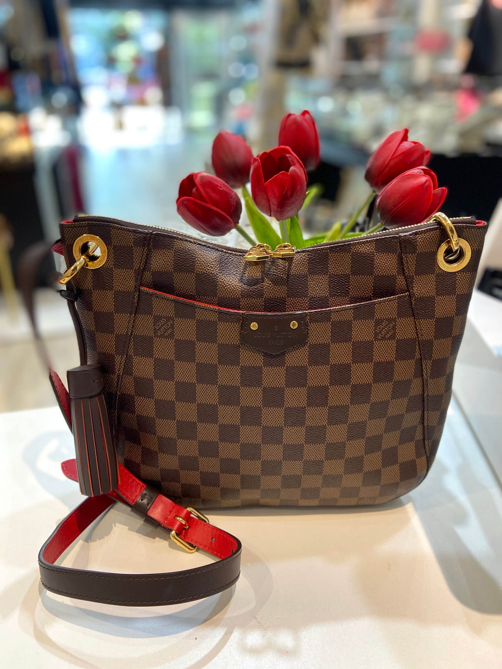 LOUIS VUITTON DAMIER EBENE SOUTH BANK CROSSBODY BAG
