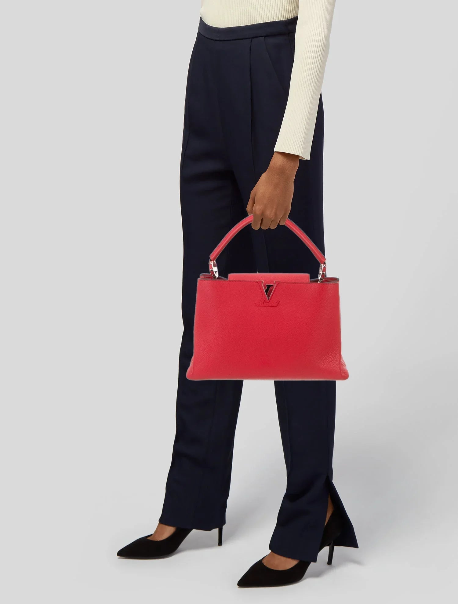 LOUIS VUITTON VEAU CAPUCINES MM CHERRY BAG