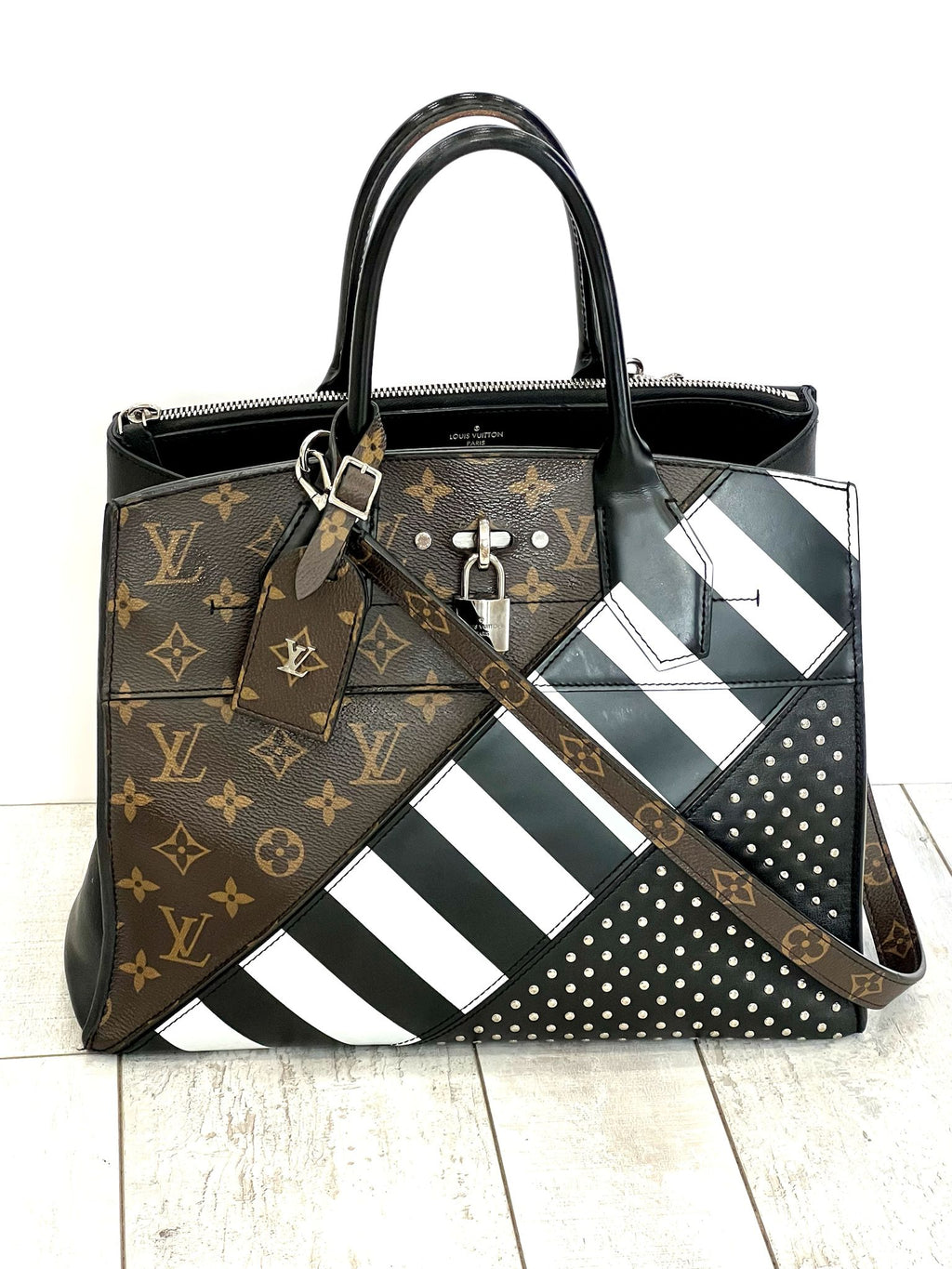LOUIS VUITTON CALFSKIN MONOGRAM CITY STEAMER STUD MM MINI HANDBAG