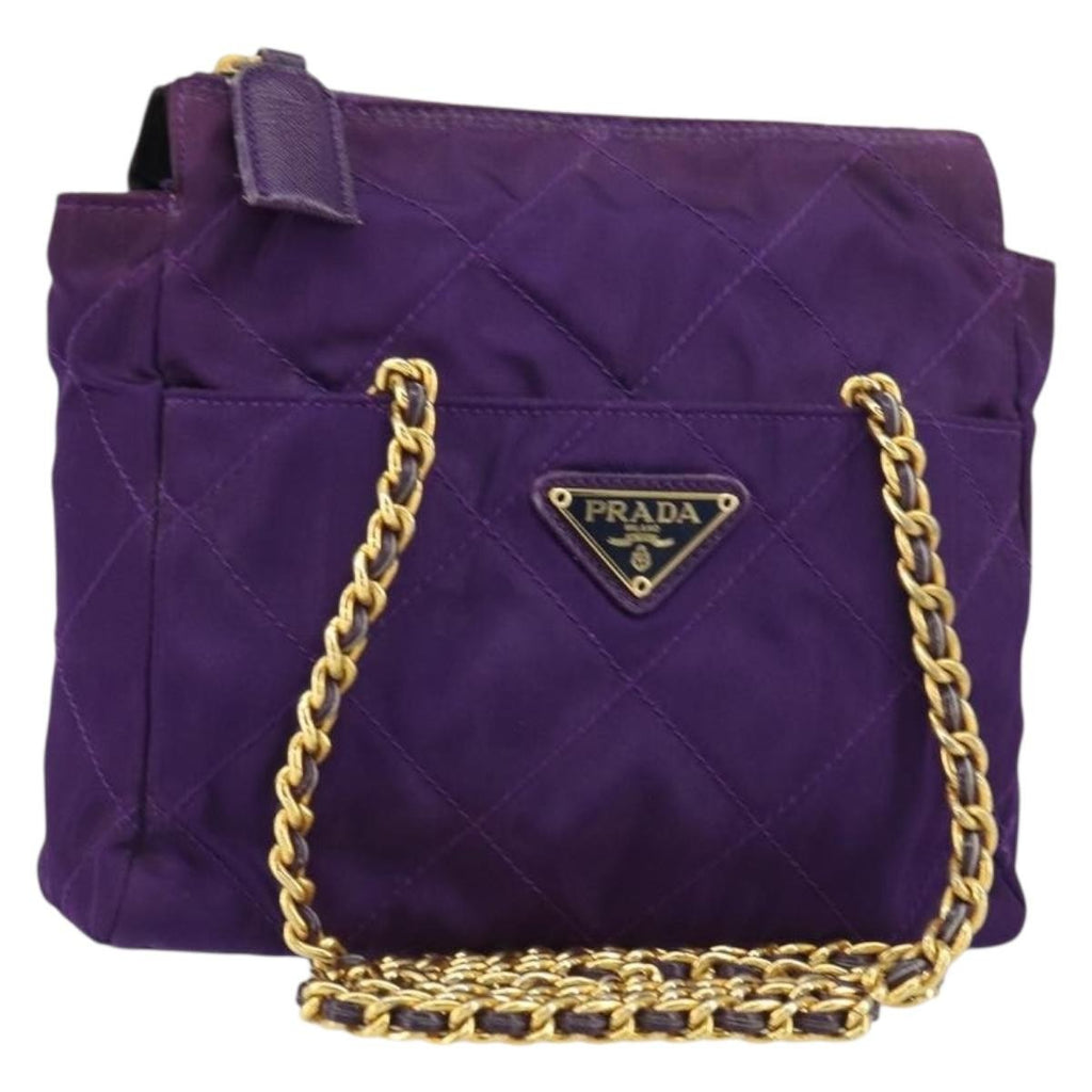 Prada Re-Edition 1995 Chain Tote Quilted Re-Nylon Purple Nylon Shoulder Bag Bag (Pre-Owned)