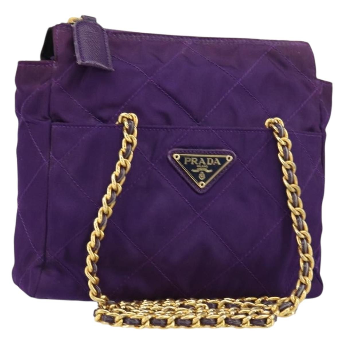 Prada Re-Edition 1995 Chain Tote Quilted Re-Nylon Purple Nylon Shoulder Bag Bag (Pre-Owned)