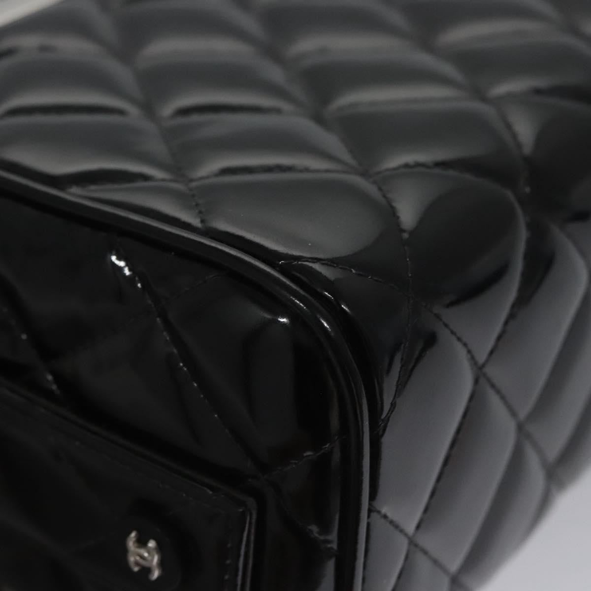 Chanel Vintage Metal Box Bag Quilted Patent Black Patent_Leather Handbag (Pre-Owned)