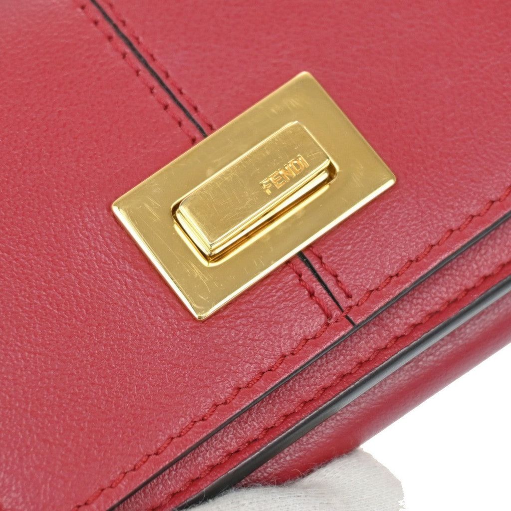 Fendi Peekaboo Wallet Leather Red Leather Wallets Accessory (Pre-Owned)