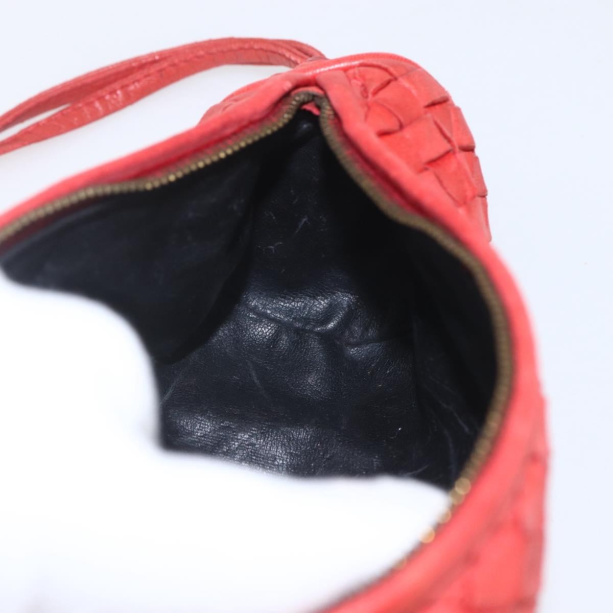 Bottega Veneta Intrecciato Clutch Bag Leather Red Leather Clutche & Pouche Bag (Pre-Owned)