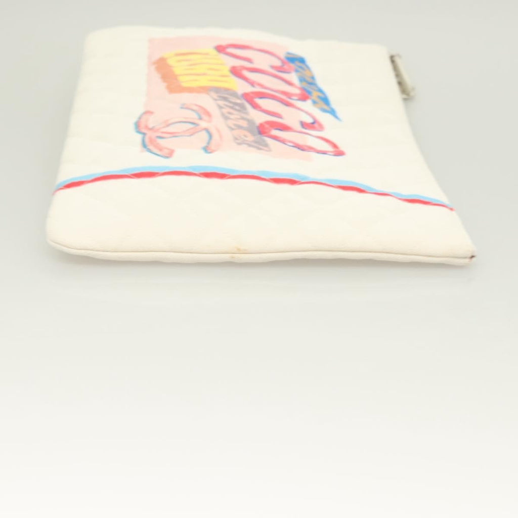 Chanel Coco Cuba Pouch Printed Quilted Canvas White Canvas Bag (Pre-Owned)