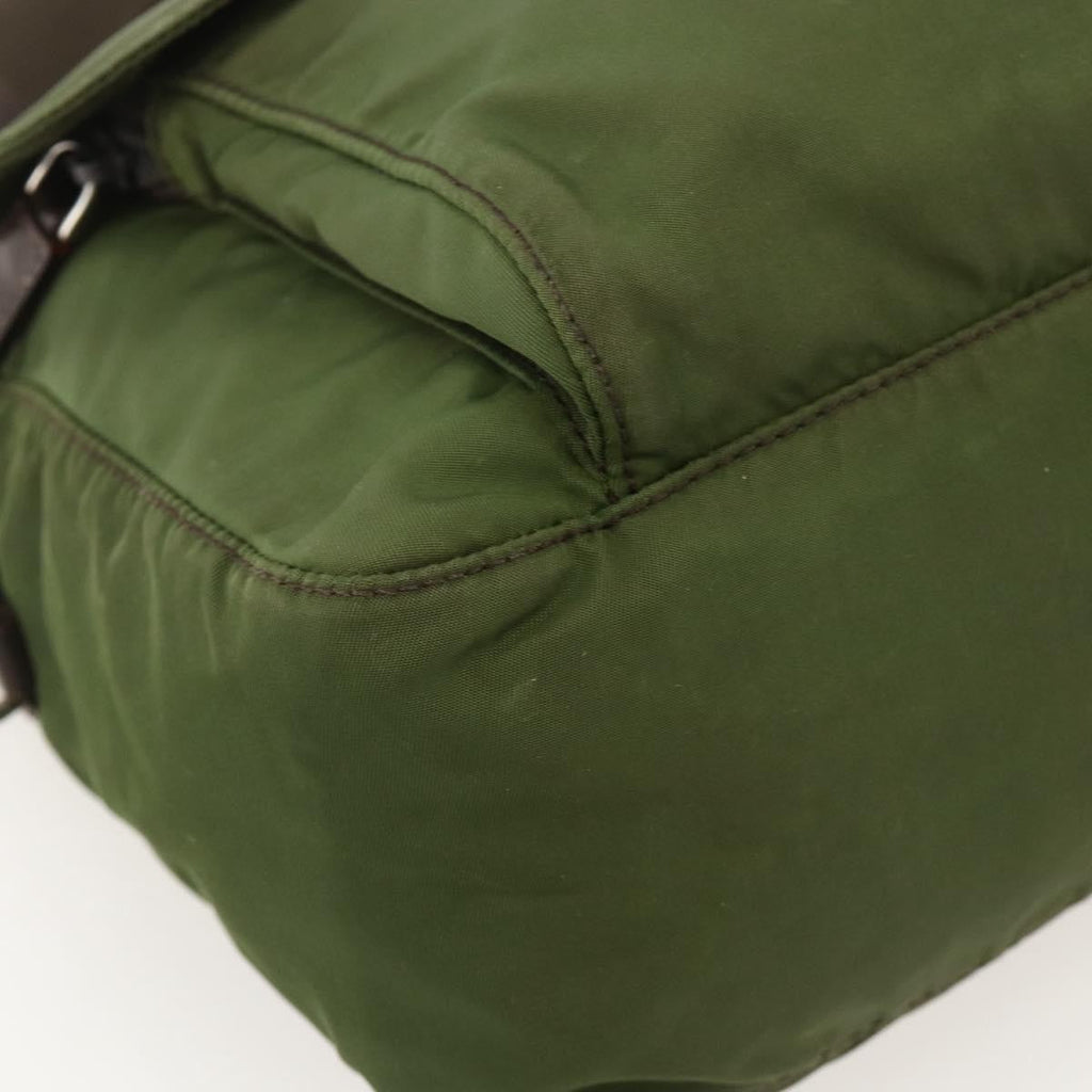 Prada Buckle Messenger Bag Tessuto Green Nylon Shoulder Bag Bag (Pre-Owned)
