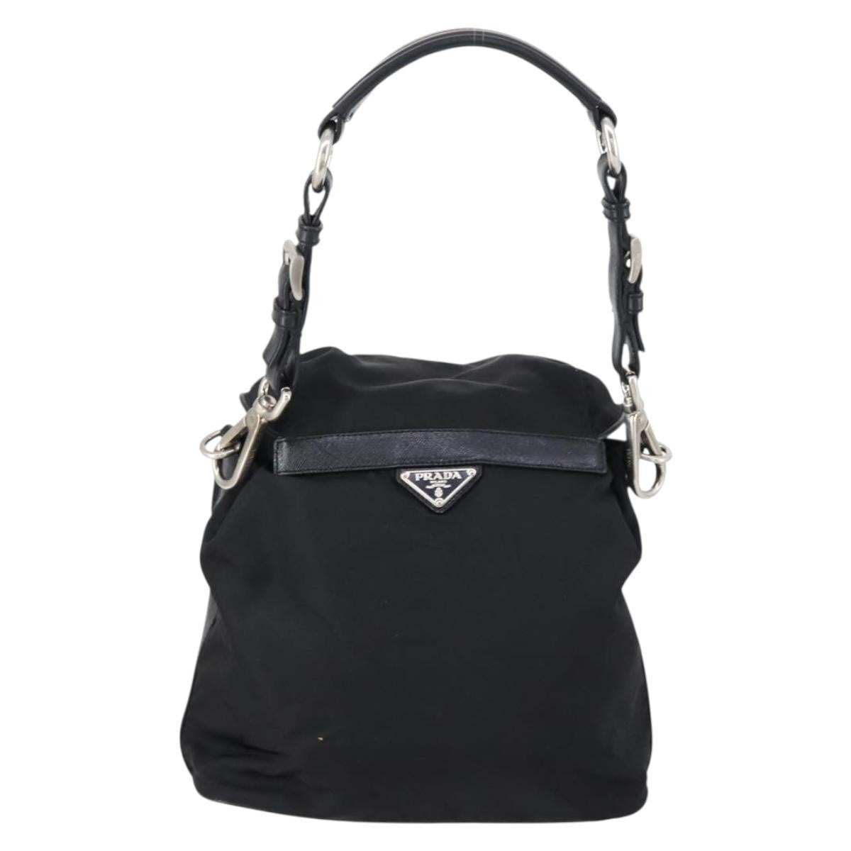 Prada Double Pocket Shoulder Bag Tessuto Black Nylon Shoulder Bag Bag (Pre-Owned)