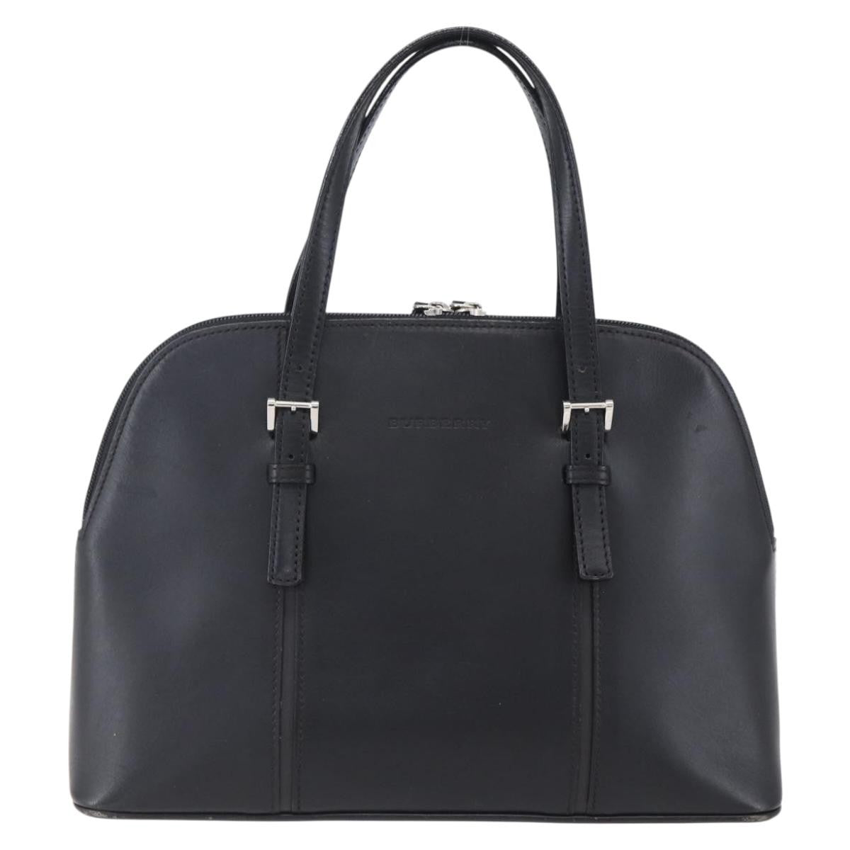 Burberry Vintage Handbag Leather Black Leather Handbag (Pre-Owned)